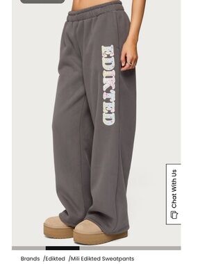 Edikted Kids Charcoal Gray Logo Sweatpants